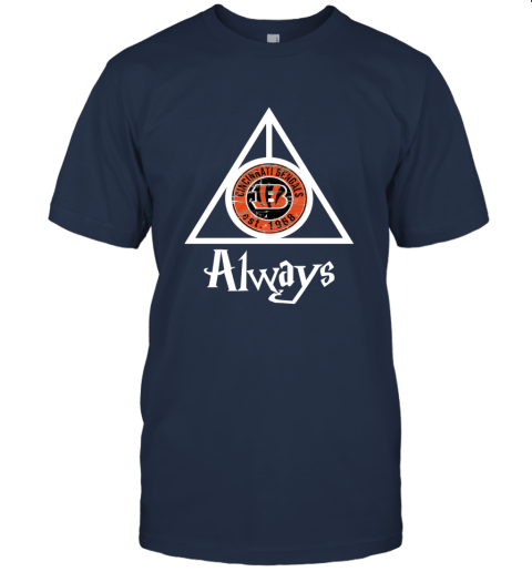 Always Love The Cincinnati Bengals x Harry Potter Mashup NFL omtx always love the cincinnati bengals x harry potter classic t shirt 2 front navy