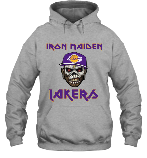 5ub4 nba los angeles lakers iron maiden rock band music basketball hoodie 23 front sport grey