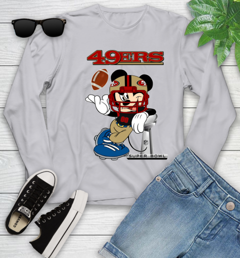 NFL San Francisco 49ers Mickey Mouse Disney Super Bowl Football T Shirt Youth Long Sleeve 5