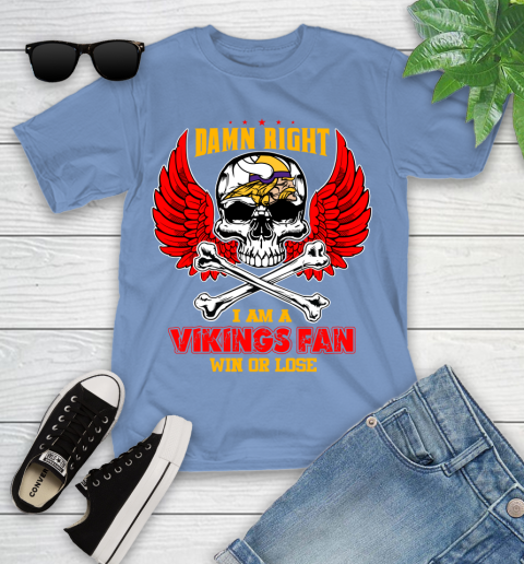 NFL Damn Right I Am A Detroit Lions Win Or Lose Skull Football Sports Youth T-Shirt 15