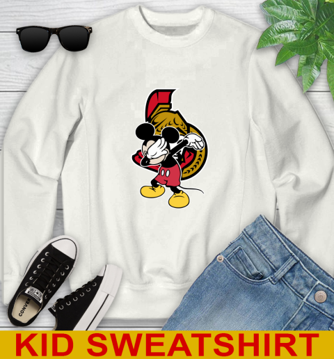 Ottawa Senators NHL Hockey Dabbing Mickey Disney Sports Youth Sweatshirt