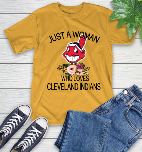 MLB Just A Woman Who Loves Cleveland Indians Baseball Sports T-Shirt 2