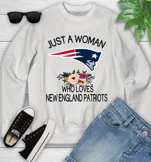 NFL Just A Woman Who Loves New England Patriots Football Sports Youth Sweatshirt