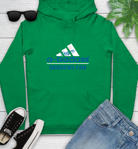 MLB A Badass Los Angeles Dodgers Fan Adidas Baseball Sports Youth Hoodie 9