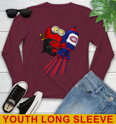 NHL Hockey Montreal Canadiens Deadpool Minion Marvel Shirt Youth Long Sleeve 6