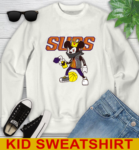 Phoenix Suns NBA Basketball Mickey Peace Sign Sports Youth Sweatshirt