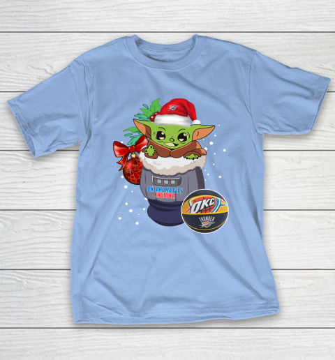 Oklahoma City Thunder Christmas Baby Yoda Star Wars Funny Happy NBA T-Shirt 11