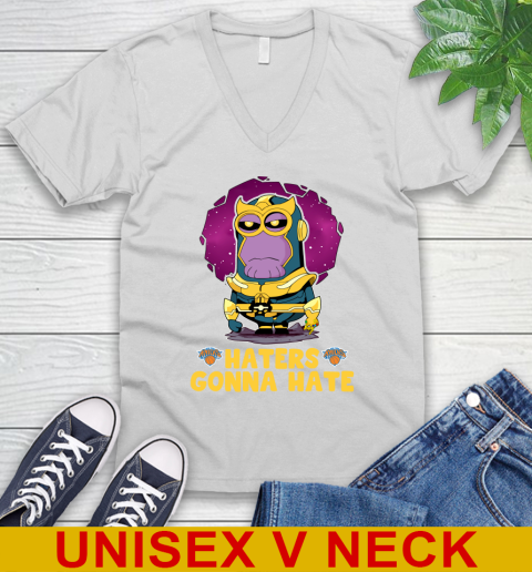 NBA Basketball New York Knicks Haters Gonna Hate Thanos Minion Marvel Shirt V-Neck T-Shirt