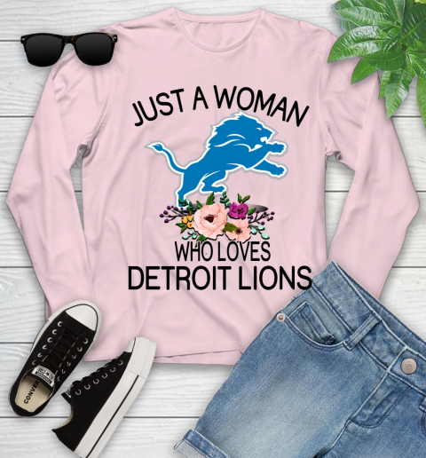 NFL Just A Woman Who Loves Detroit Lions Football Sports Youth Long Sleeve 7