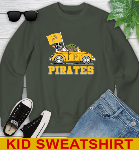 MLB Baseball Pittsburgh Pirates Darth Vader Baby Yoda Driving Star Wars Shirt Youth Sweatshirt 9
