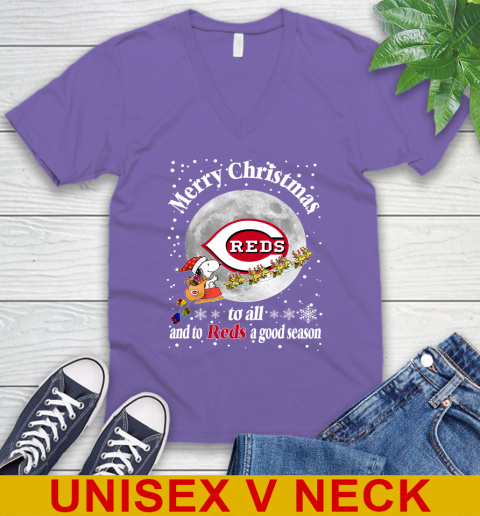 Cincinnati Reds Merry Christmas To All And To Reds A Good Season MLB Baseball Sports V-Neck T-Shirt 8