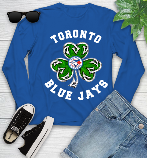 MLB Toronto Blue Jays Three Leaf Clover St Patrick's Day Baseball Sports Youth Long Sleeve 10