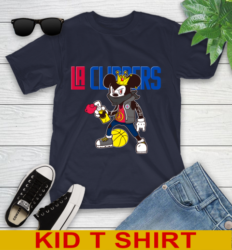 LA Clippers NBA Basketball Mickey Peace Sign Sports Youth T-Shirt 3