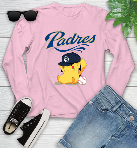 MLB Pikachu Baseball Sports San Diego Padres Youth Long Sleeve 10