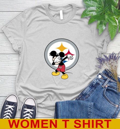 Pittsburgh Steelers NFL Football Dabbing Mickey Disney Sports Women's T-Shirt