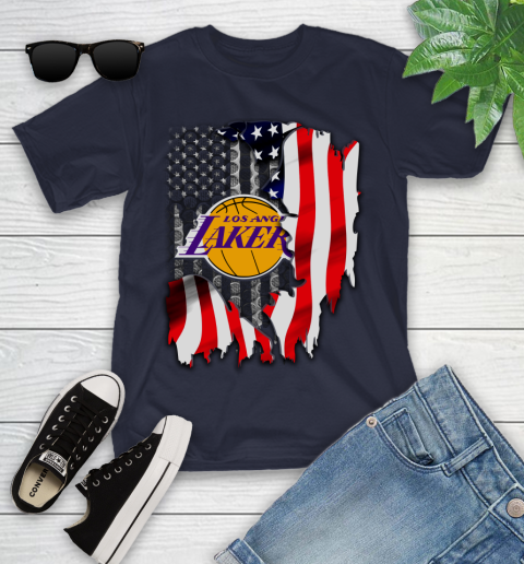 Los Angeles Lakers NBA Basketball American Flag Youth T-Shirt 2