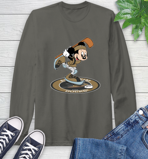 NHL Hockey Anaheim Ducks Cheerful Mickey Disney Shirt Long Sleeve T-Shirt 9