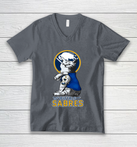 NHL My Cat Loves Buffalo Sabres Hockey V-Neck T-Shirt 4