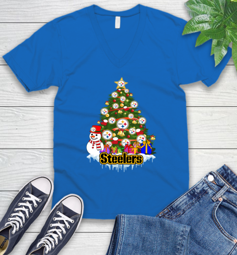 Pittsburgh Steelers Merry Christmas NFL Football Sports V-Neck T-Shirt 6