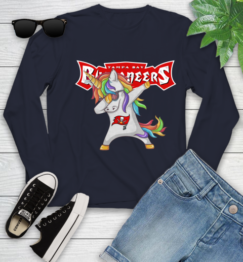 Tampa Bay Buccaneers NFL Football Funny Unicorn Dabbing Sports Youth Long Sleeve 3