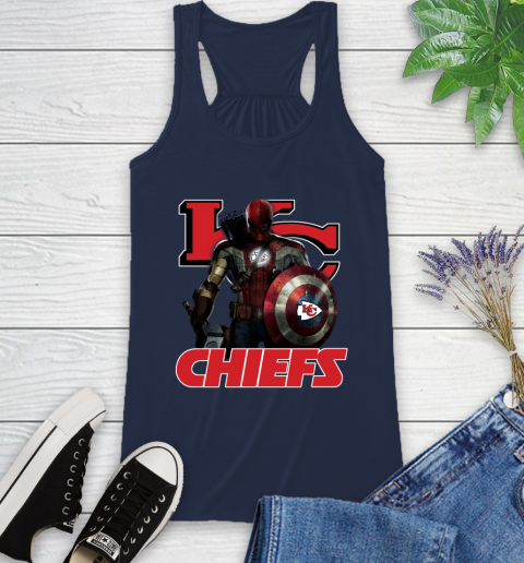 NFL Captain America Thor Spider Man Hawkeye Avengers Endgame Football Kansas City Chiefs Racerback Tank 10
