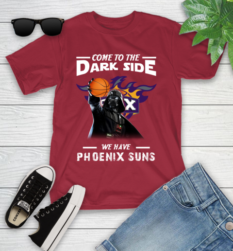 NBA Come To The Dark Side We Have Phoenix Suns Star Wars Darth Vader Basketball Youth T-Shirt 14