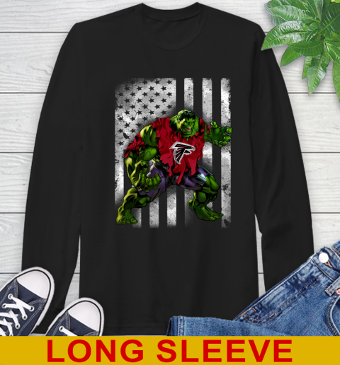 Atlanta Falcons Hulk Marvel Avengers NFL Football American Flag Long Sleeve T-Shirt