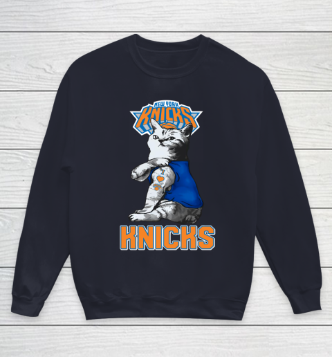 NBA Basketball My Cat Loves New York Knicks Youth Sweatshirt 2