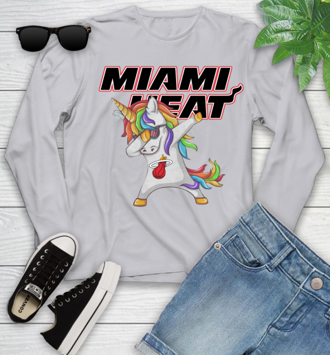 Miami Heat NBA Basketball Funny Unicorn Dabbing Sports Youth Long Sleeve 5