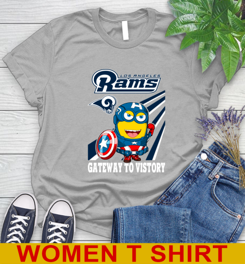 NFL Football Los Angeles Rams Captain America Marvel Avengers Minion Shirt Women's T-Shirt 5