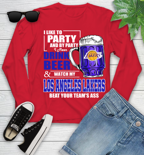 NBA Drink Beer and Watch My Los Angeles Lakers Beat Your Team's Ass Basketball Youth Long Sleeve 11