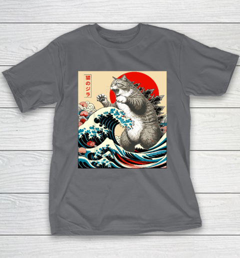 Catzilla Cat Japanese Art Funny Cat Youth T-Shirt 5