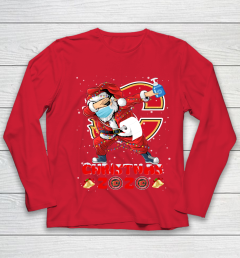 Calgary Flames Funny Santa Claus Dabbing Christmas 2020 NHL Youth Long Sleeve 8