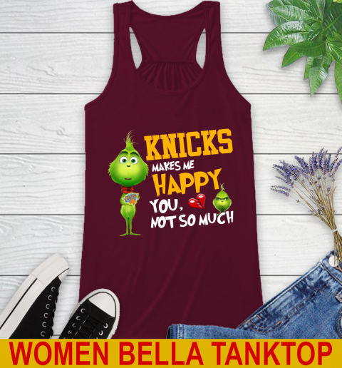 NBA New York Knicks Makes Me Happy You Not So Much Grinch Basketball Sports Racerback Tank 2