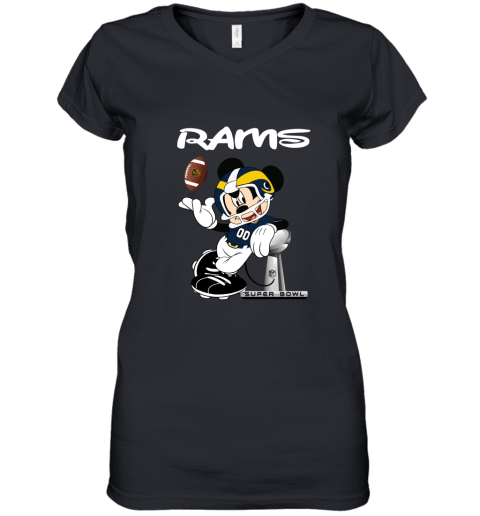 Mickey Rams Taking The Super Bowl Trophy Football Women's V-Neck T-Shirt