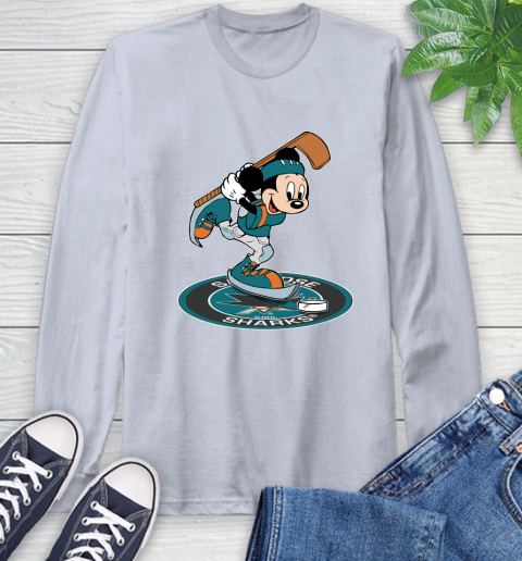 NHL Hockey San Jose Sharks Cheerful Mickey Disney Shirt Long Sleeve T-Shirt 6