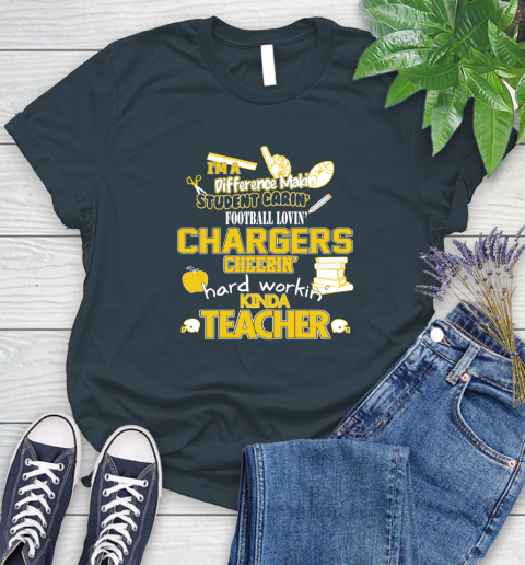 Los Angeles Chargers NFL I'm A Difference Making Student Caring Football Loving Kinda Teacher Women's T-Shirt 11