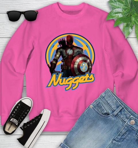 Denver Nuggets NBA Basketball Captain America Thor Spider Man Hawkeye Avengers Youth Sweatshirt 7