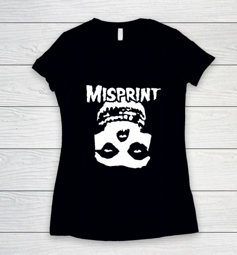 Misprint Skull Funny Misfit Women's V-Neck T-Shirt
