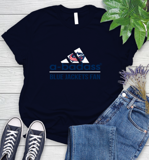 NHL A Badass Columbus Blue Jackets Fan Adidas Hockey Sports Women's T-Shirt 2