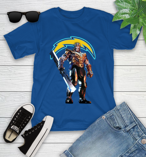 NFL Thanos Gauntlet Avengers Endgame Football San Diego Chargers Youth T-Shirt 9