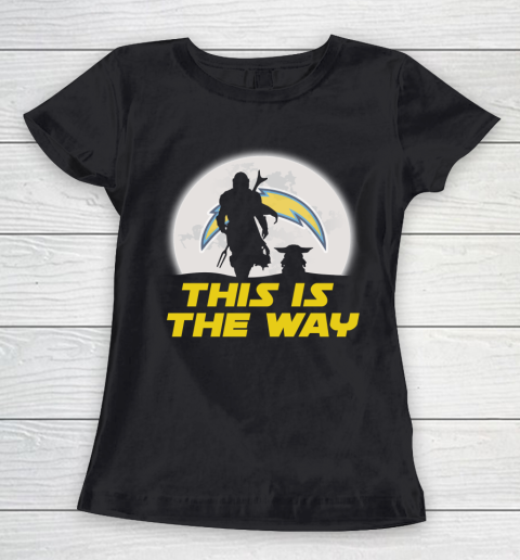 Los Angeles Chargers NFL Football Star Wars Yoda And Mandalorian This Is The Way Women's T-Shirt