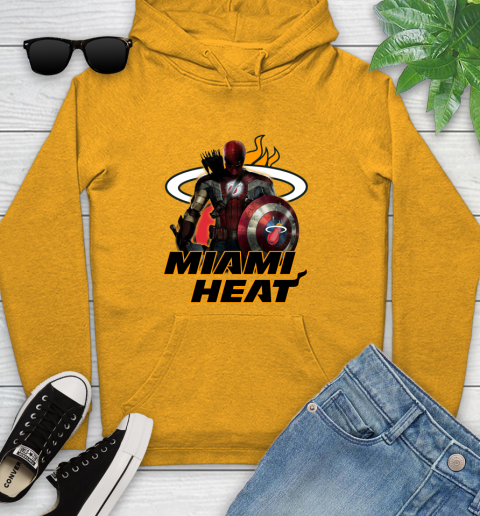 Miami Heat NBA Basketball Captain America Thor Spider Man Hawkeye Avengers Youth Hoodie 3