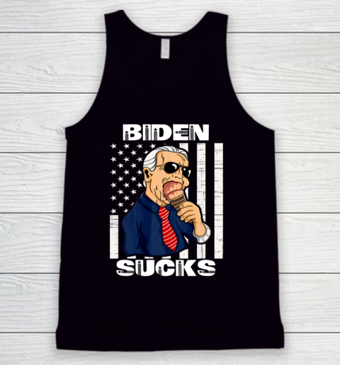 Biden Sucks Shirt American Flag Anti Biden Ice Cream Tank Top