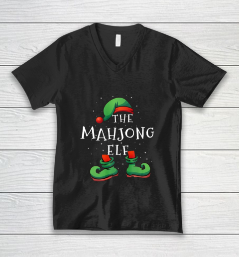 Mahjong Christmas Elf Group Matching Family Gift V-Neck T-Shirt