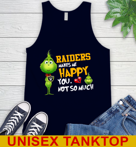 NFL Oakland Raiders Makes Me Happy You Not So Much Grinch Football Sports Tank Top 2