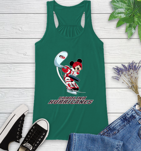 NHL Hockey Carolina Hurricanes Cheerful Mickey Mouse Shirt Racerback Tank 7