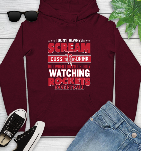 Houston Rockets NBA Basketball I Scream Cuss Drink When I'm Watching My Team Youth Hoodie 7