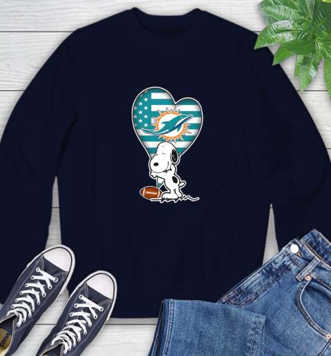 Miami Dolphins NFL Football The Peanuts Movie Adorable Snoopy Sweatshirt 3