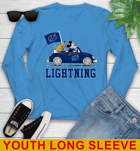 NHL Hockey Tampa Bay Lightning Pluto Mickey Driving Disney Shirt Youth Long Sleeve 8